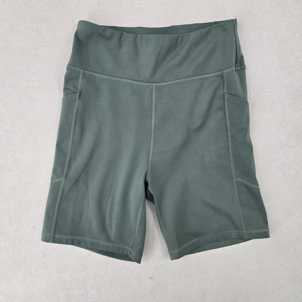 American Eagle Womens Medium Green The Everything Pocket Bike Shorts Activewear